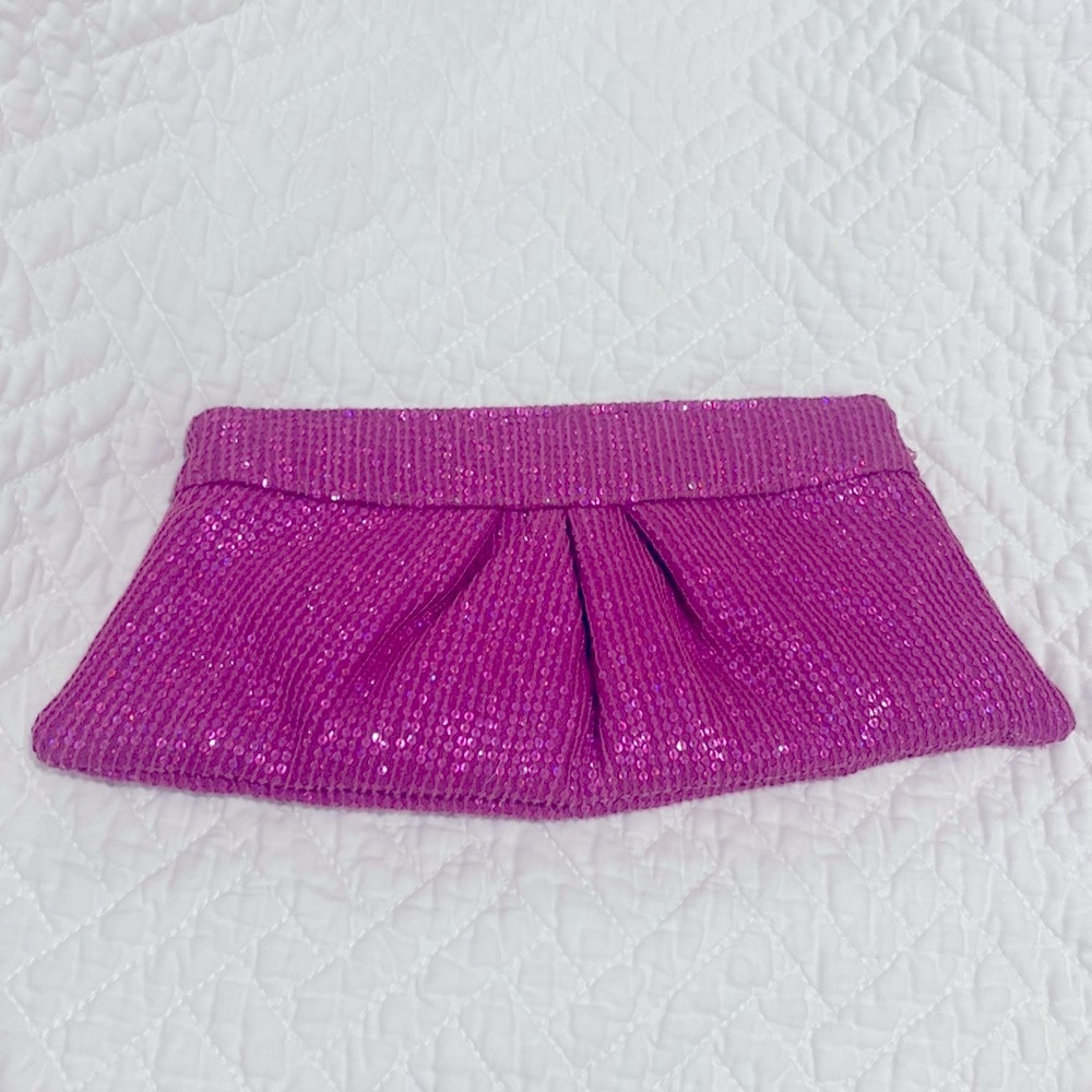 Lauren merkin pink sequin clutch